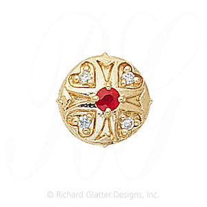 GS337 R/D - 14 Karat Gold Slide with Ruby center and Diamond accents 